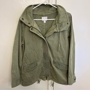 Melrose and Market Green Utility Jacket Women’s Medium Hooded Mid Length